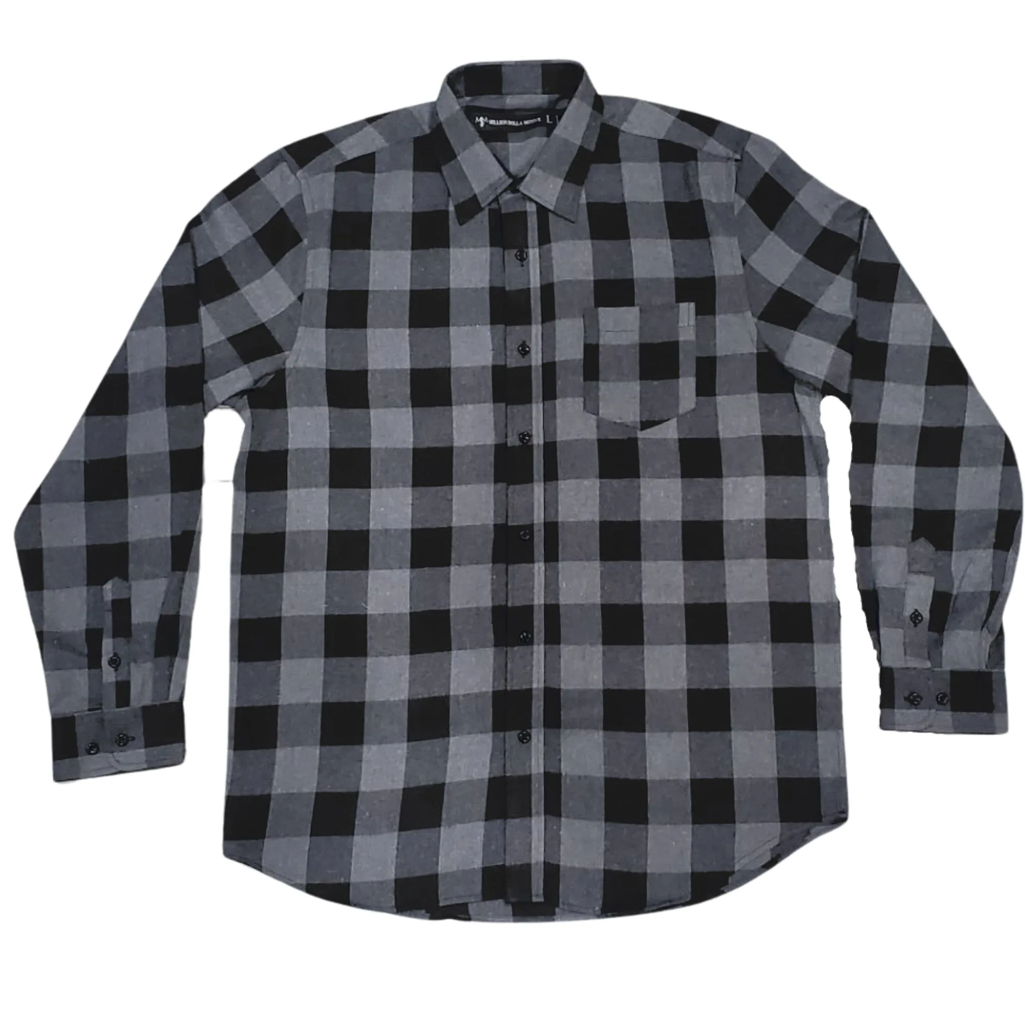 Money Bag - Black and Grey Flannel Long Sleeve Shirt