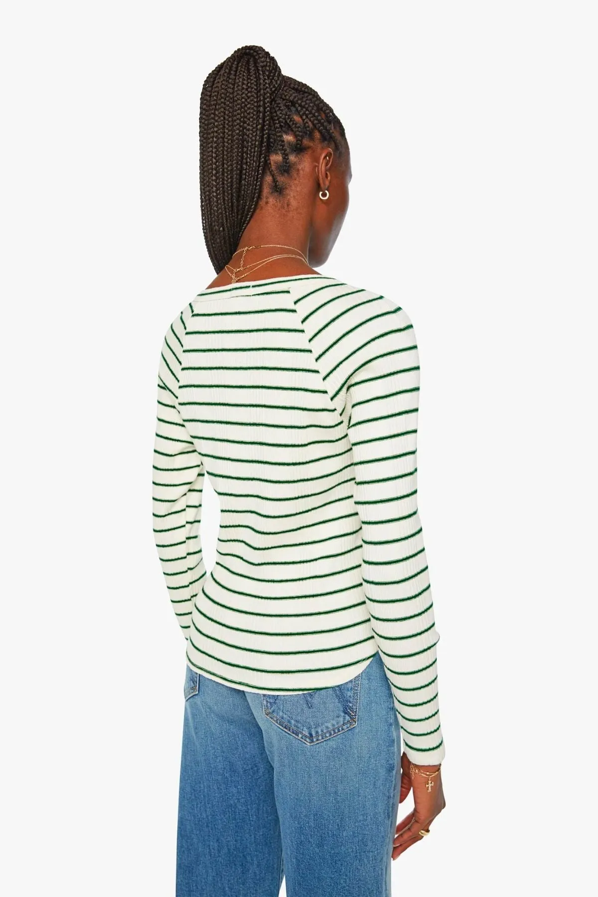 Mother Denim The Split Varsity Longsleeve Top - High Road Stripe