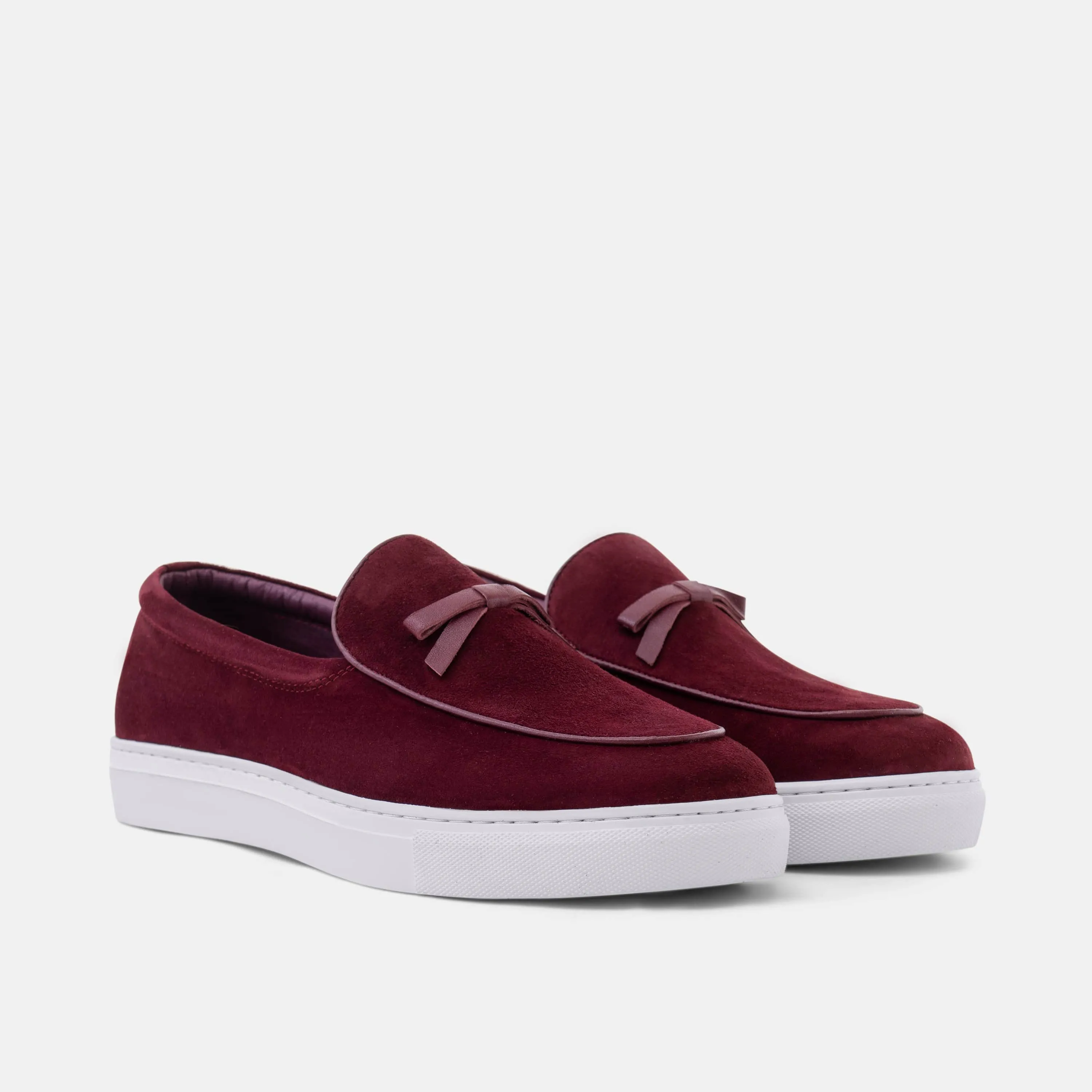 Odell Burgundy Suede Belgian Loafer Sneakers