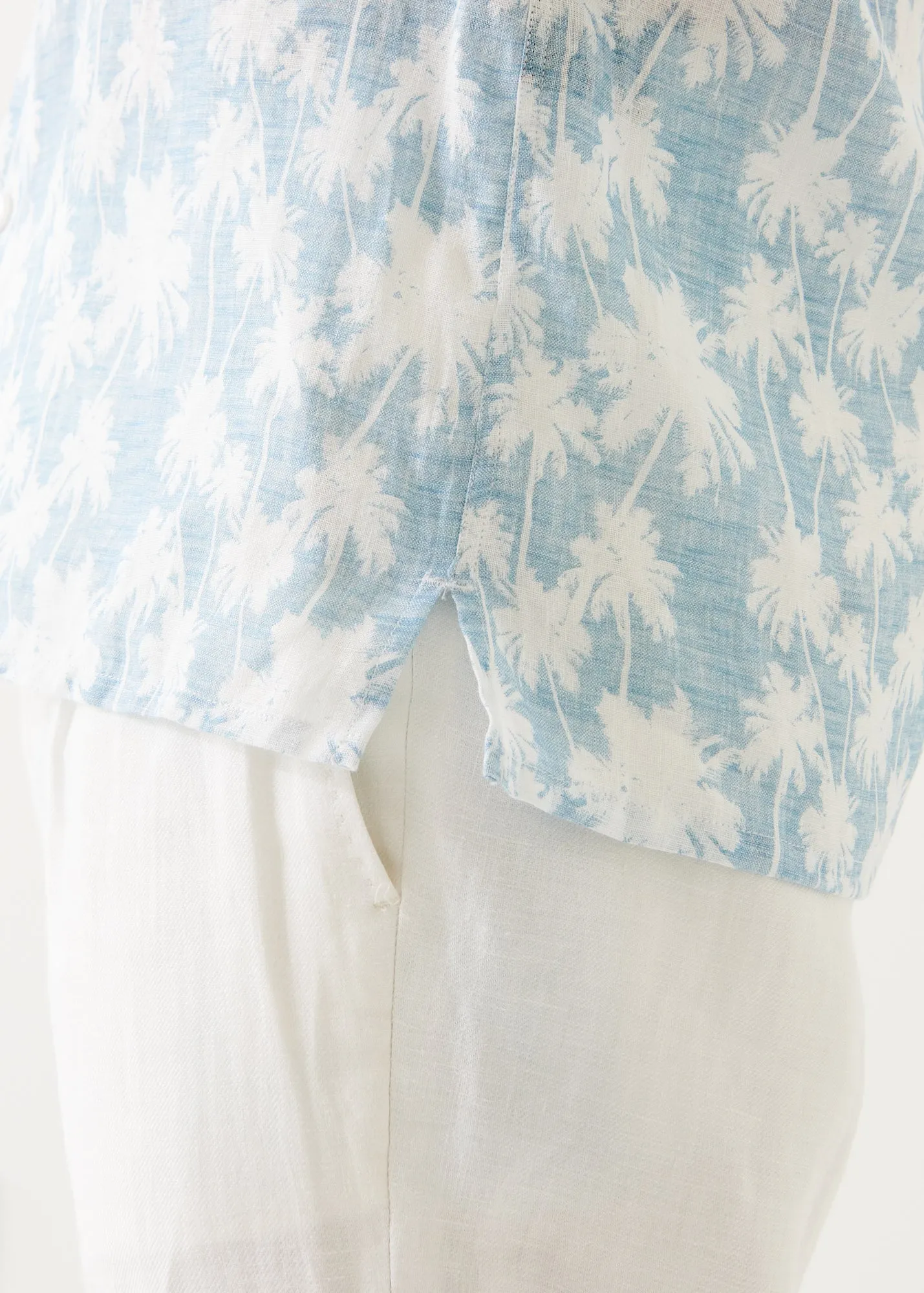 PALM TREE PRINT LINEN SHIRT