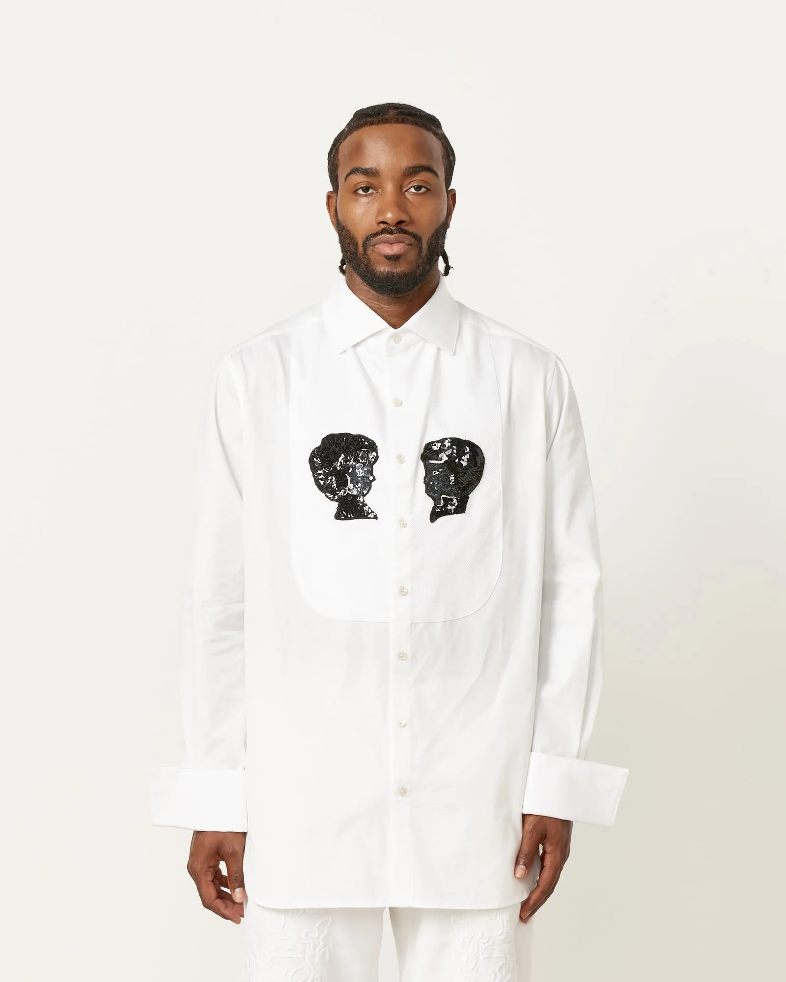 Sequined Silhouette Tuxedo Shirt