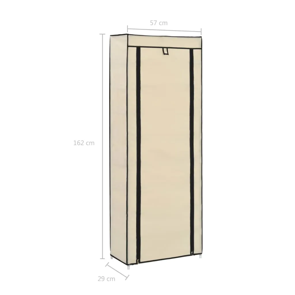 Shoe Cabinet with Cover Cream 57x29x162 cm Fabric