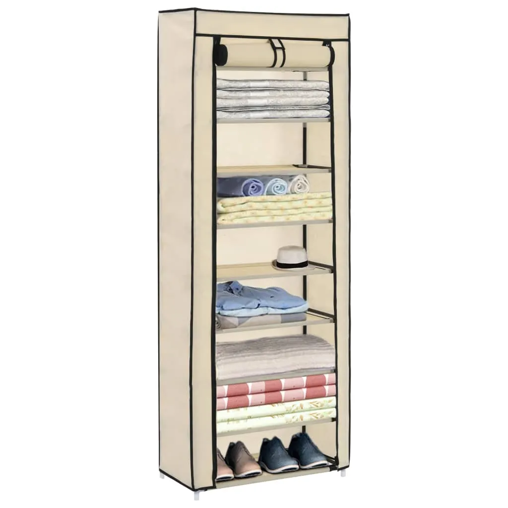 Shoe Cabinet with Cover Cream 57x29x162 cm Fabric