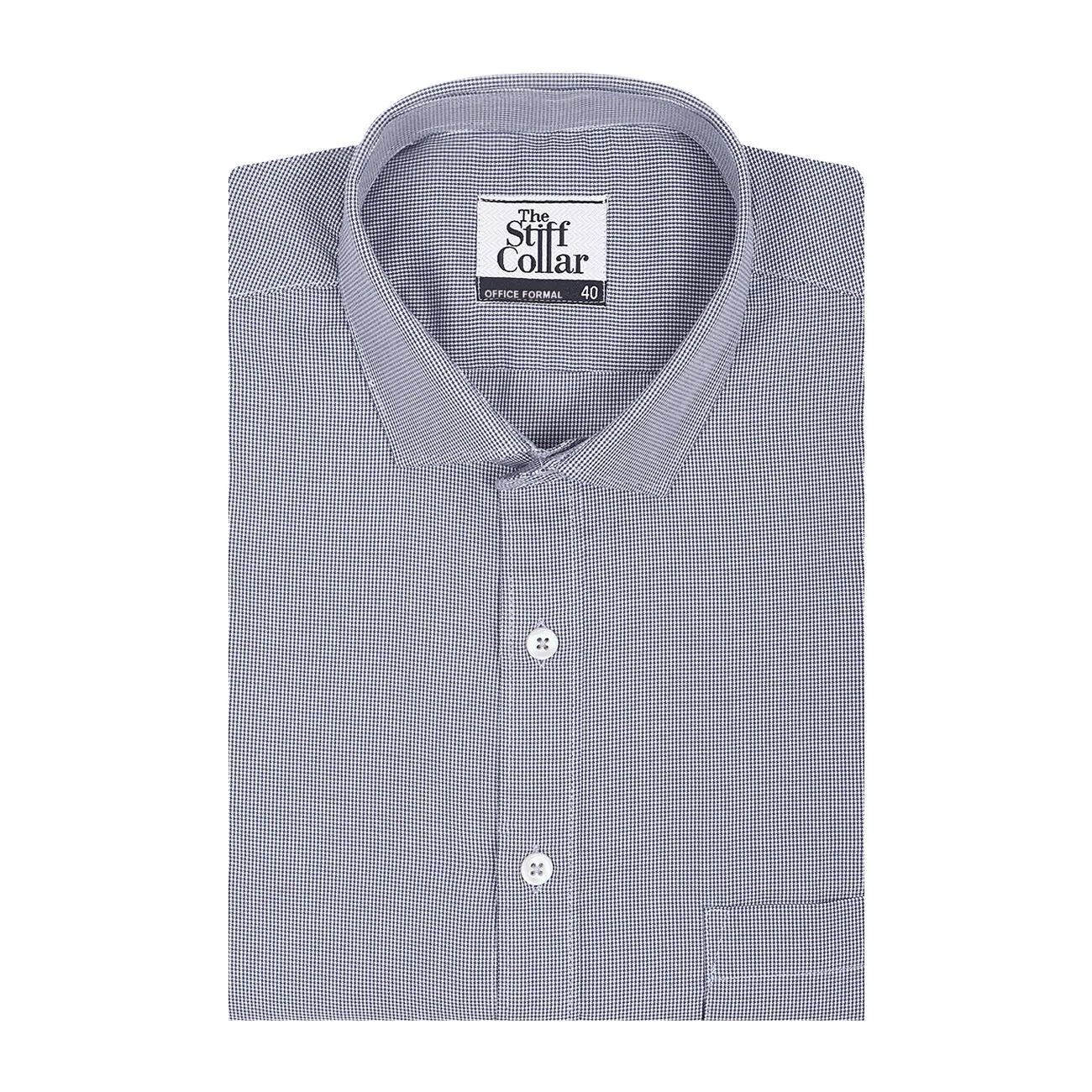 Silver Gray Houndstooth Regular Fit Executive Shirt