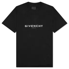 Slim Fit Reverse Print T-Shirt - Black