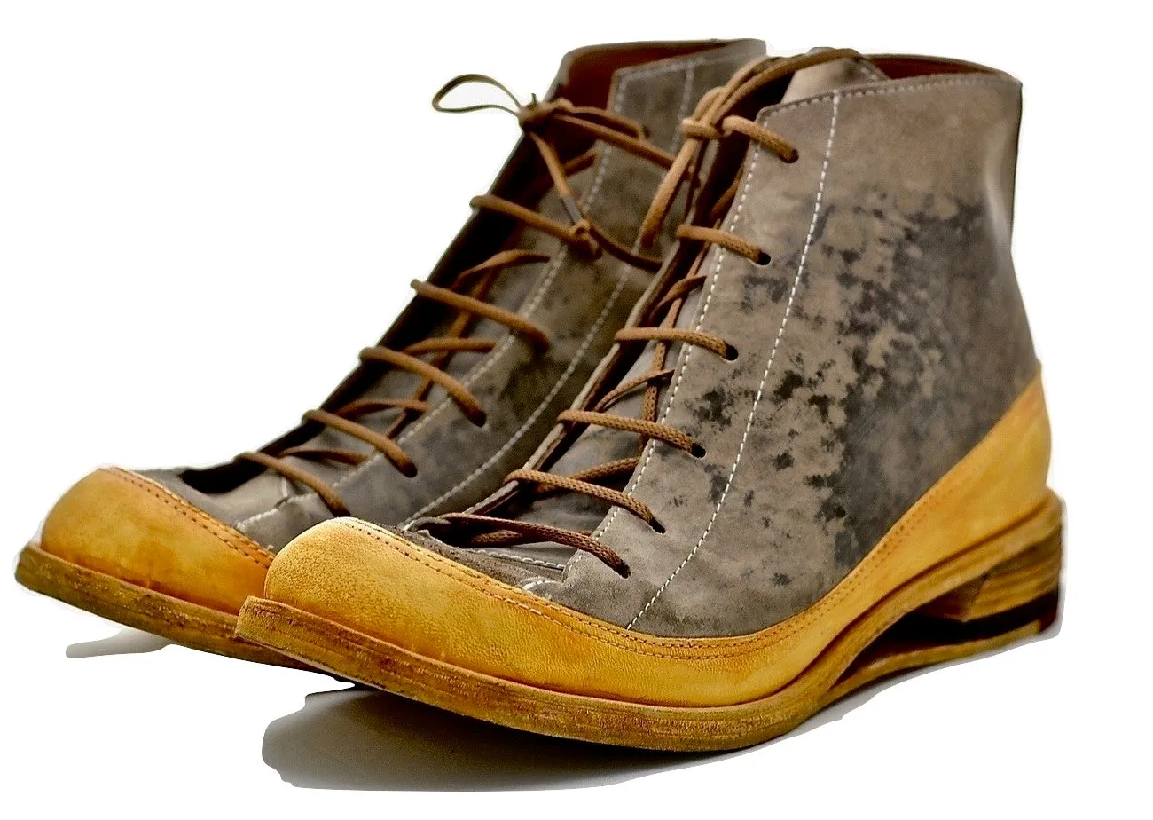 Sneaker boot  |  Hollow wedge | mustard and brown