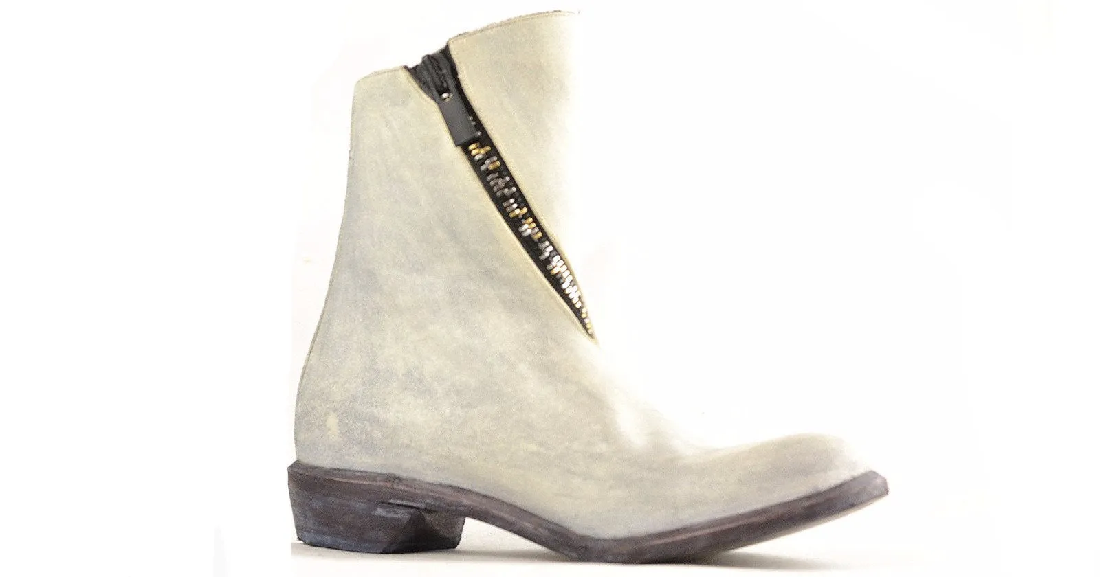 Spiral Zip Boot  |  Dirty white