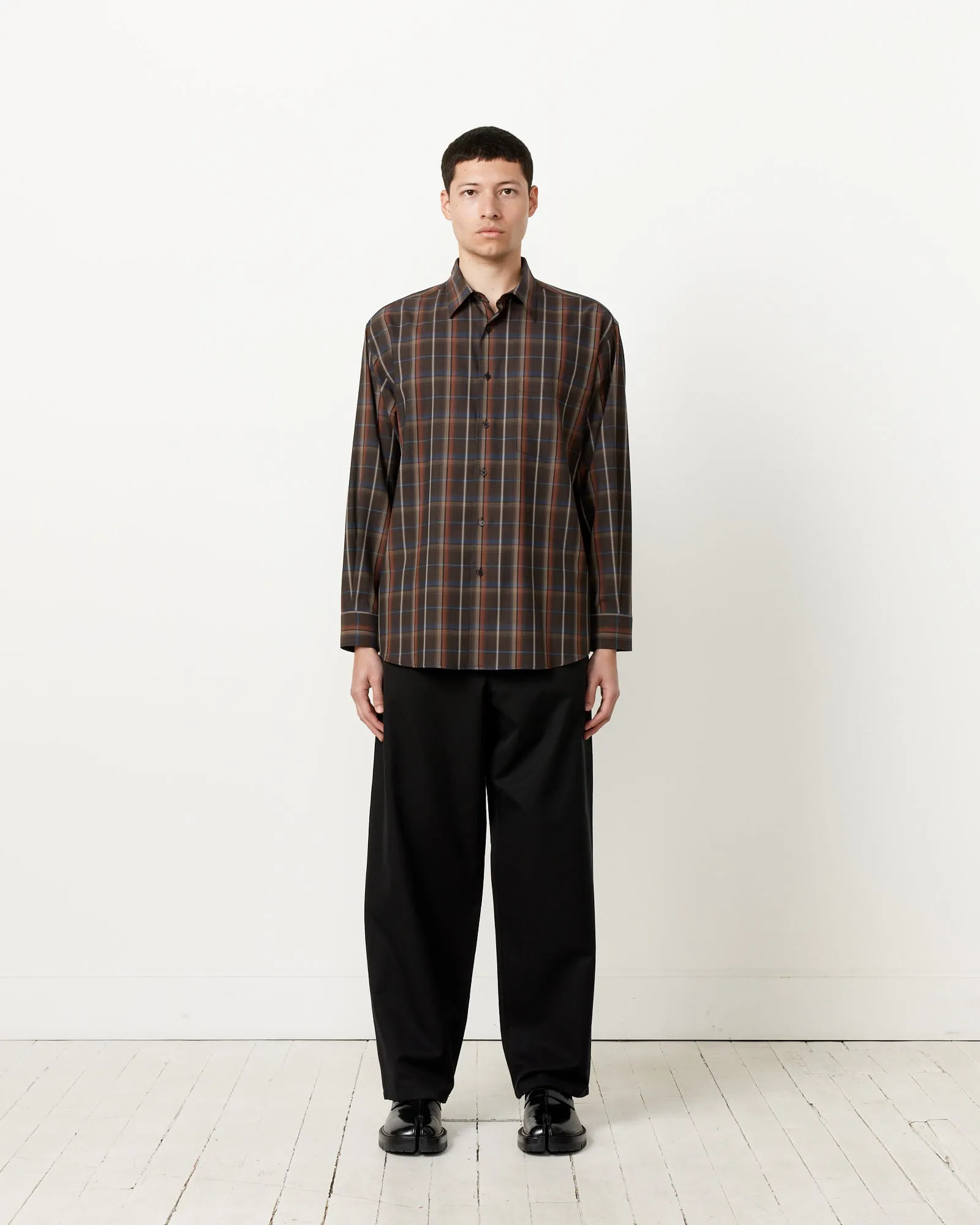 Super Light Check Shirt in Dark Brown