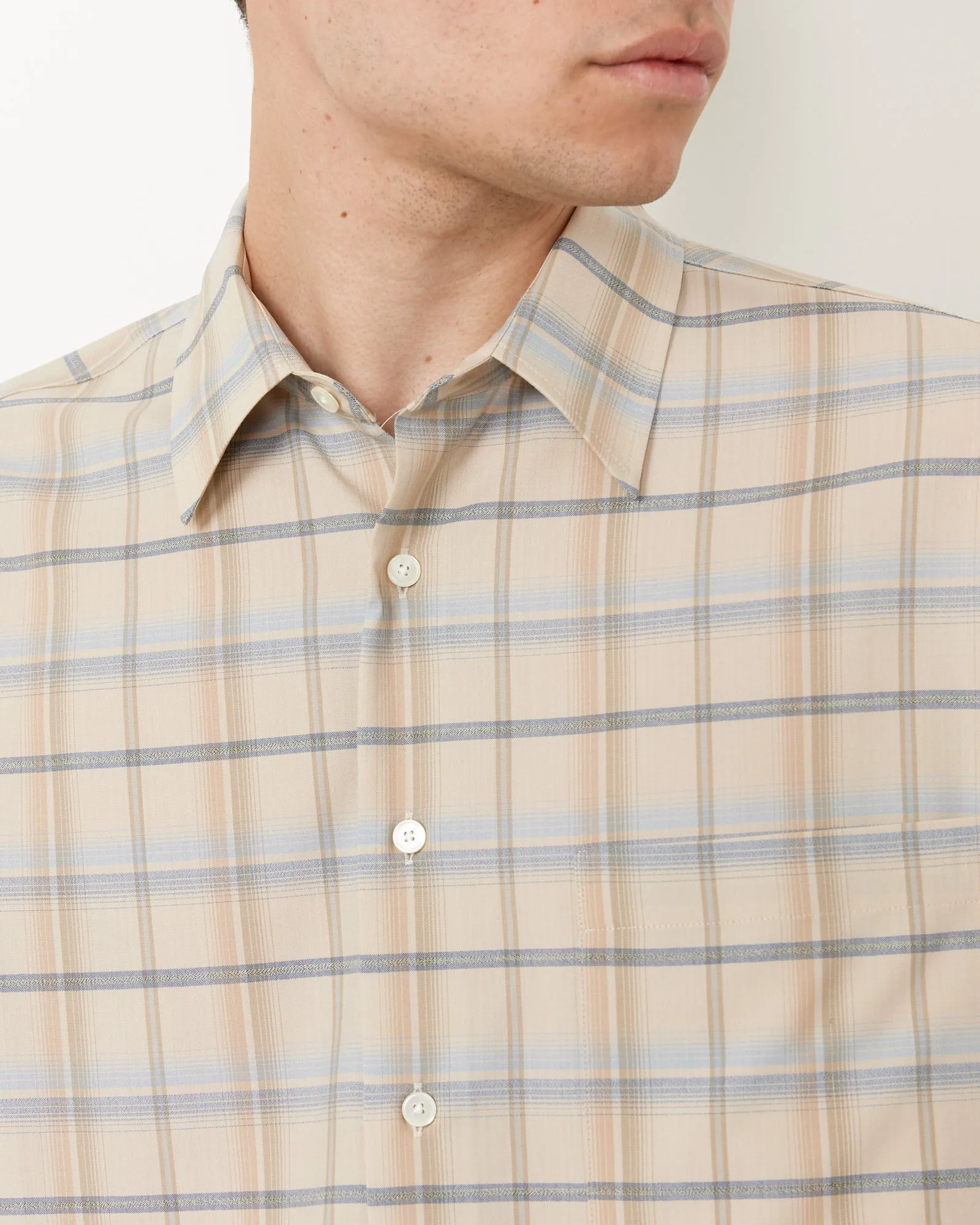 Super Light Check Shirt in Light Beige