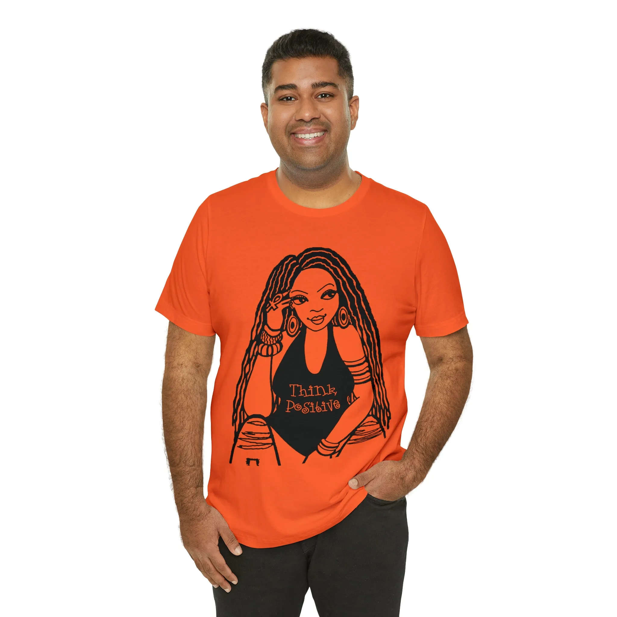 Think Positive T-Shirt with Locs Unisex Jersey Short Sleeve Tee