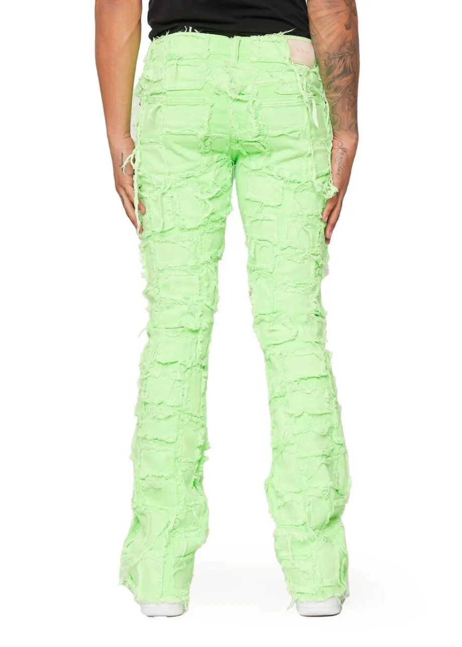 Valabasas “4444” Lime Green Stacked Jeans