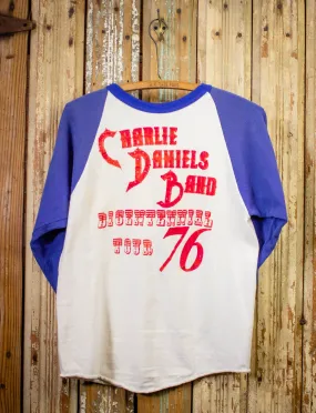 Vintage Charlie Daniels Band Bicentennial Tour Raglan Concert T Shirt 1976 White/Blue Medium