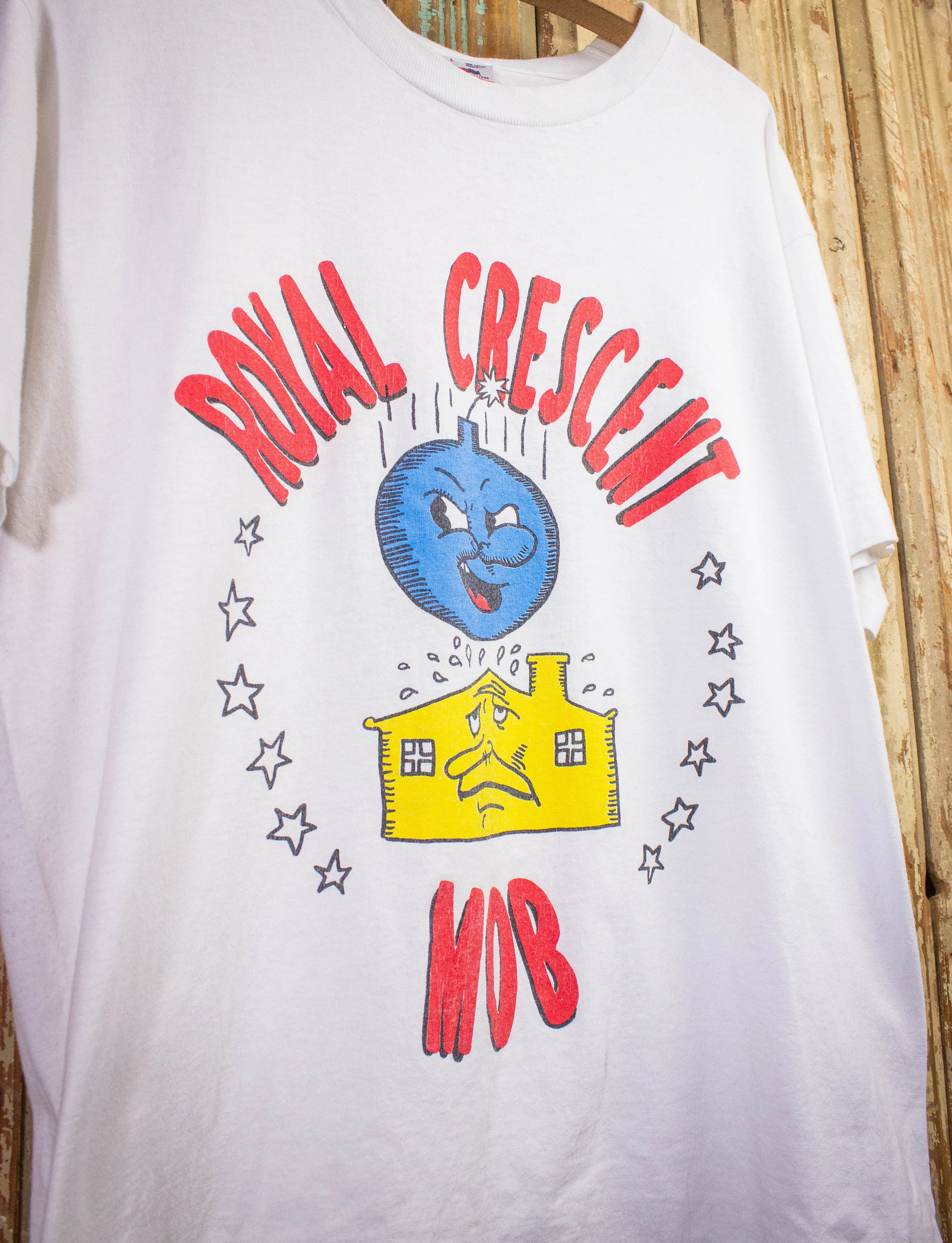 Vintage Royal Crescent Mob Bomb The House Concert T Shirt 1990 White Large