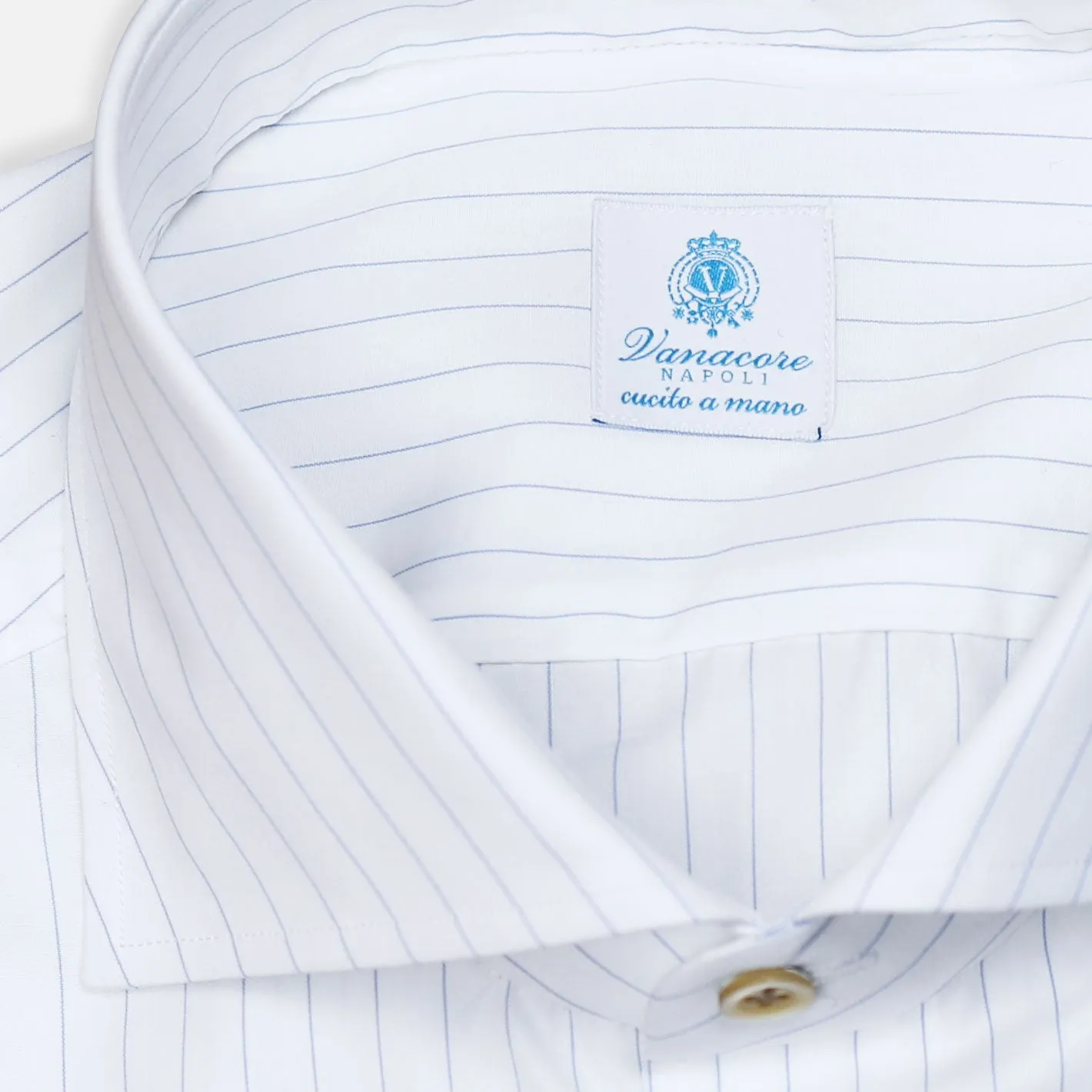 White Blue Striped Cutaway Shirt