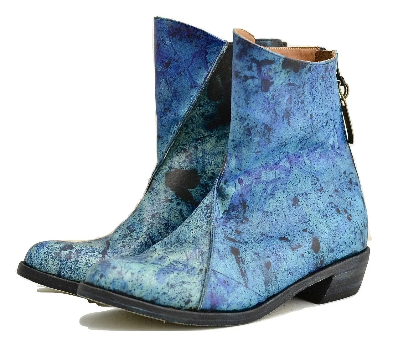 zip back boot | tie dye blue