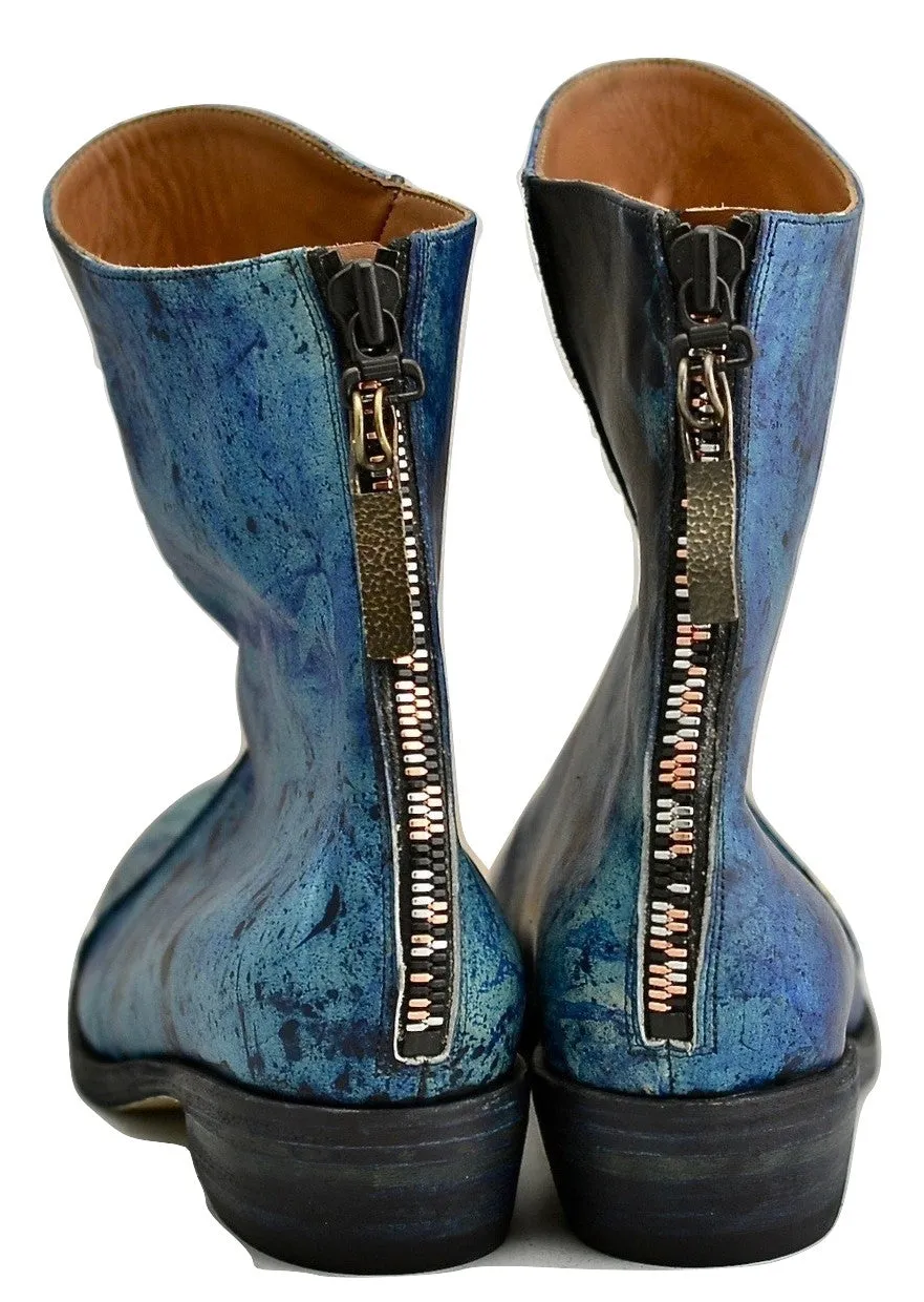 zip back boot | tie dye blue