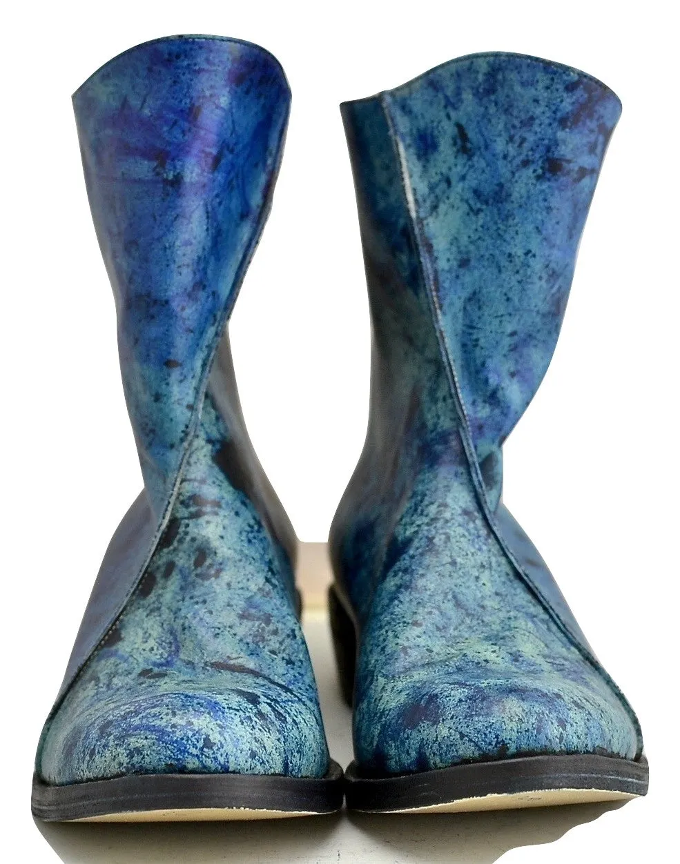 zip back boot | tie dye blue